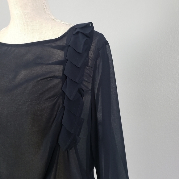 BANANA REPUBLIC Sheer Pleated Detail Blouse Sz M - Picture 2 of 8